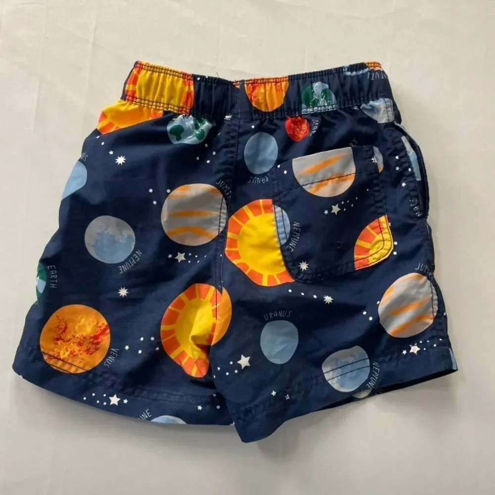Hanna Andersson Boys Solar System Planet Swim Trunks Navy Blue Size 100 US 4